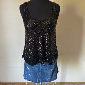 Decree Black Sequin Tank Top  8473
